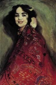 Ragazza Orientale In Kimono by Ignacio Zuloaga Y Zabaleta