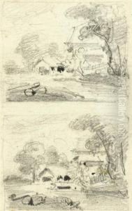 Sheet Of Sketches With Two Small Landscapes. by Robert Zund