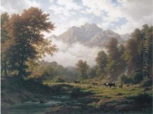 Landschaft Mit Pilatus Bei Morgenstimmung