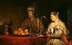 Haman and Ahasuerus at the Feast of Esther by Aert De Gelder