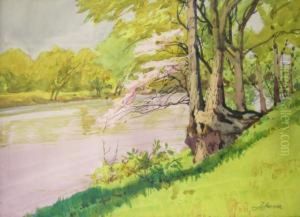 Autumn Landscape Depicting The White River In Indianapolis by John Zwara