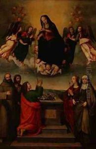 The Virgin of the Sacred Girdle with SS Thomas Francis John the Baptist Ursula and Elizabeth of Hungary by Ridolfo Ghirlandaio