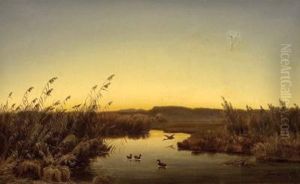 Abendstimmung Am Ufer by Anton Georg Zwengauer