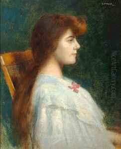 Young Girl In Profile by Augustin Zwiller