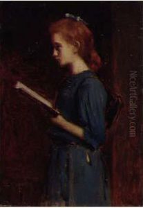 : < Jeune Fille Lisant > by Augustin Zwiller