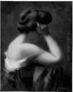 Jeune Femme Rousse De Profil by Augustin Zwiller