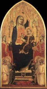 Madonna and Child Enthroned with Angels and Saints 1355 by Agnolo Gaddi