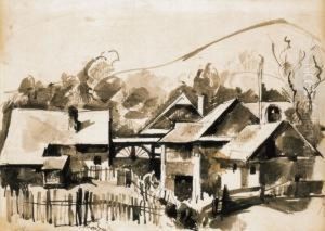Houses In Nagybanya by Vilmos Aba-Novak