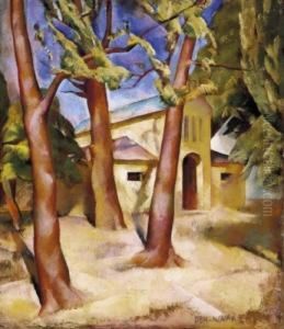 Garden Scene With Trees by Vilmos Aba-Novak