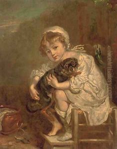A young girl with a dog by Jean Baptiste Greuze
