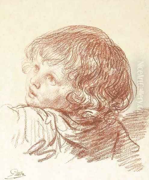 A young boy, bust-length, turned to the left - view 1