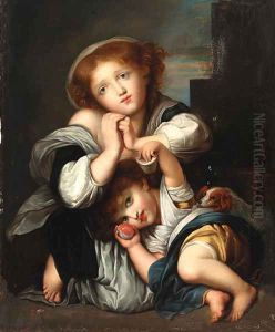 Two children with a dog by Jean Baptiste Greuze