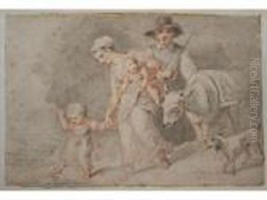 Peasant Family With A Donkey by John White Abbott