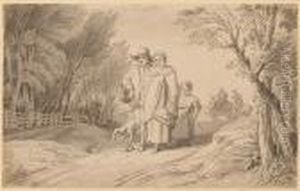 A Family Walking On A Dusty Track Together With Four Others, Similar, By The Same Hand A Family Walking On A Dusty Track Together With Four Others, Similar, By The Same Hand