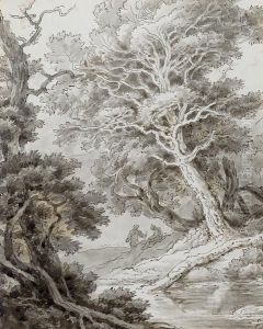 A Figure By A Wooded Stream; Cattle Grazing Kerswell, Devon, A Pair by John White Abbott