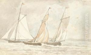 Sailing Boats On A Reach by John White Abbott
