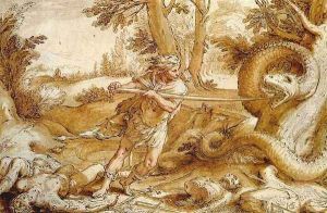 Cadmus slaying the Dragon by Hendrick Goltzius