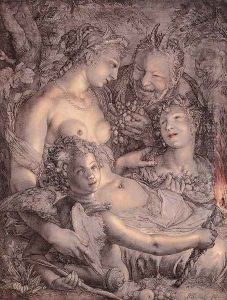 Without Ceres and Bacchus, Venus would Freeze 1599-1602 by Hendrick Goltzius