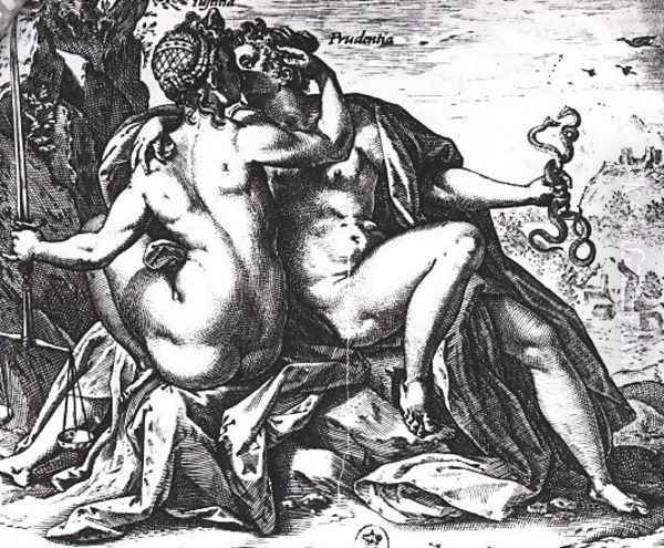 Justice and Prudence kiss each other - view 1