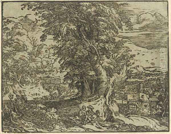 Landscape with Trees and a Shepherd Couple - view 1