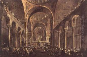 Doge Alvise IV Mocenigo Appears to the People in St Mark's Basilica in 1763 by Francesco Guardi
