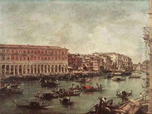 The Grand Canal at the Fish Market (Pescheria) c. 1765 by Francesco Guardi