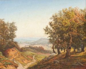Blick Aus Dem Wald Ins Tal by Andreas Achenbach