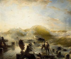 Sturmabend An Der Mole by Andreas Achenbach