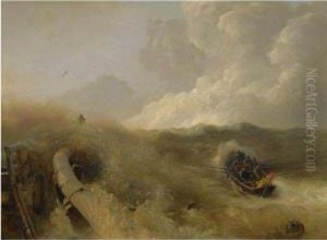 Mole Im Sturm (breakwater In A Storm) by Andreas Achenbach