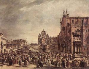 Pope Pius VI Blessing the People on Campo Santi Giovanni e Paolo 1782 by Francesco Guardi