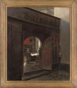 A Church Interior by Andreas Achenbach