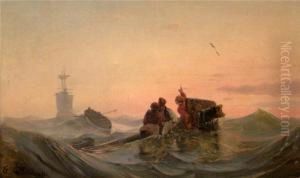 Schiffbruchige Auf Offener See by Andreas Achenbach