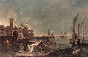 Landscape with a Fisherman's Tent 1770-75 by Francesco Guardi