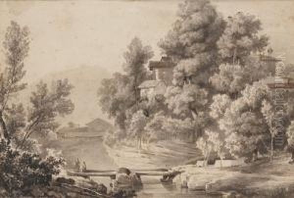 Bewaldete Landschaft Mit Figurenstaffage - view 1