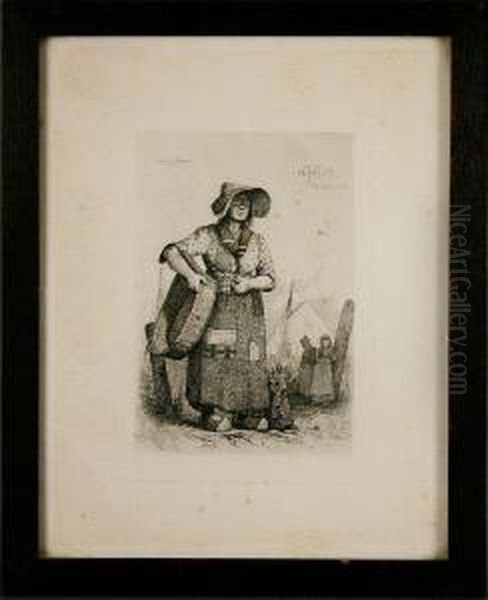 Original Radierung, "scheveninger Fischerweib" - view 1