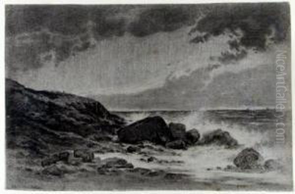 (kassel 1815 - 1910 Dusseldorf).
Meereskuste. Kohle Auf Chamoisfarbenem Butten. Unten Links Signiert A.
Achenbach. Ca. 28,1-28,5 X 43,2 Cm. - view 1