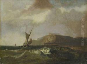 Sturmische Meereskuste. by Andreas Achenbach
