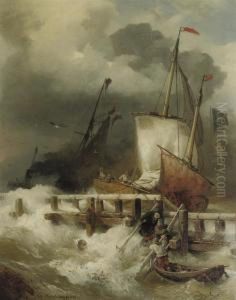 Entering The Harbour During A Storm by Andreas Achenbach