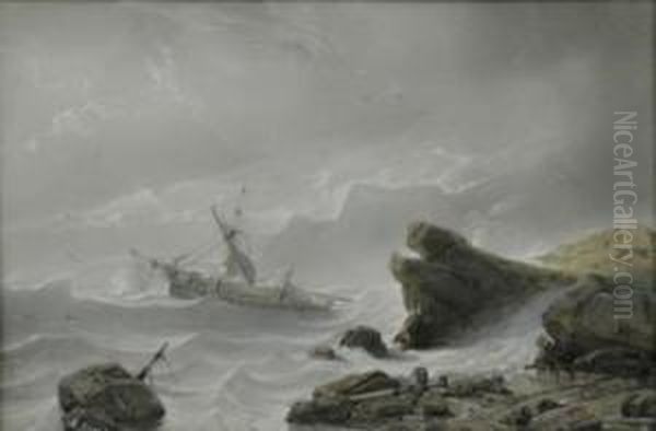 Shipwreck On The Coast. Signed Lower Left: A. Achenbach - view 1