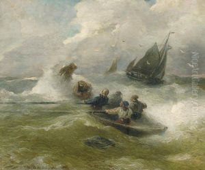 Rowing On Rough Seas by Andreas Achenbach