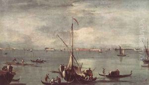 The Lagoon with Boats, Gondolas, and Rafts c. 1758 by Francesco Guardi