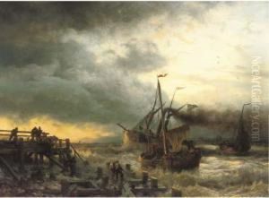 The Departure Of The Steamship by Andreas Achenbach