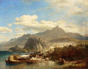 Busy Coastal Village On The Levantine Coast