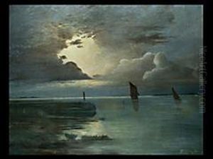 Sonnenuntergang Am Meer Mit Auf- Ziehendem Gewitter