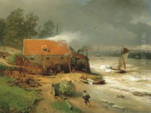 The Boat Wharf by Andreas Achenbach