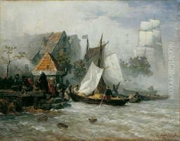 Fischerboote An Der Mole.
Signiert Und Datiert Unten Rechts: A. Achenbach/77. Ol Auf Leinwand
(doubliert). H 33; B 41 Cm. Provenienz: Galerie Utermann, Dortmund;
Rheinische Privatsammlung. - view 1