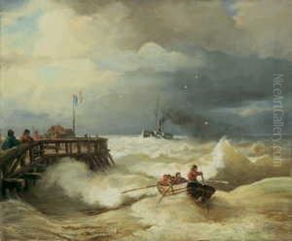 Das Lotsenboot. Signiert Und 
Datiert Unten Mitte: A. Achenbach/88. Ol Auf Leinwand. H 54,5; B 66 Cm. - view 1