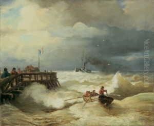 Das Lotsenboot. Signiert Und
Datiert Unten Mitte: A. Achenbach/88. Ol Auf Leinwand. H 54,5; B 66 Cm. by Andreas Achenbach