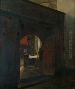 A Church Interior by Andreas Achenbach