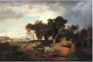 Herbstmorgen In Den Pontinischen Sumpfen (morning In The Potinian Marches) by Andreas Achenbach
